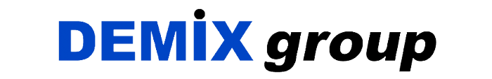 Logo with written text Demix Group, the company witch provides the business incubator and accelerator